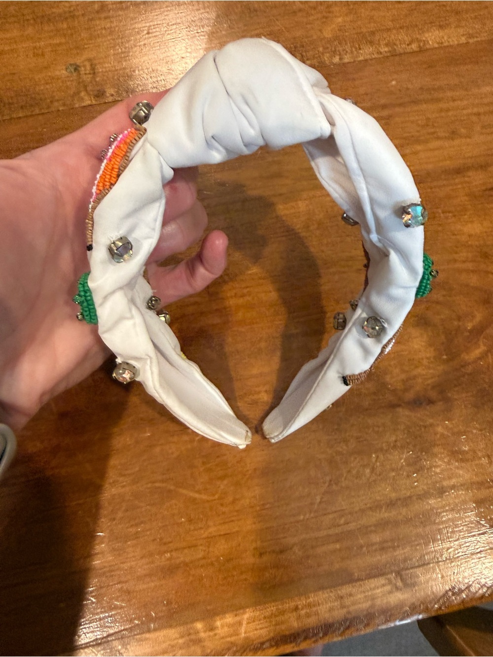 Attention PickleBall Fans!!!!White Seed Bead Headband with Pink Accents